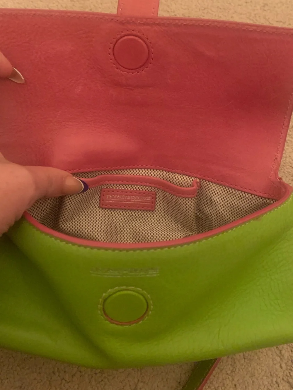 Rare Vintage Y2K Dooney & Bourke Lime Green Hearts Mini Shoulder Bag